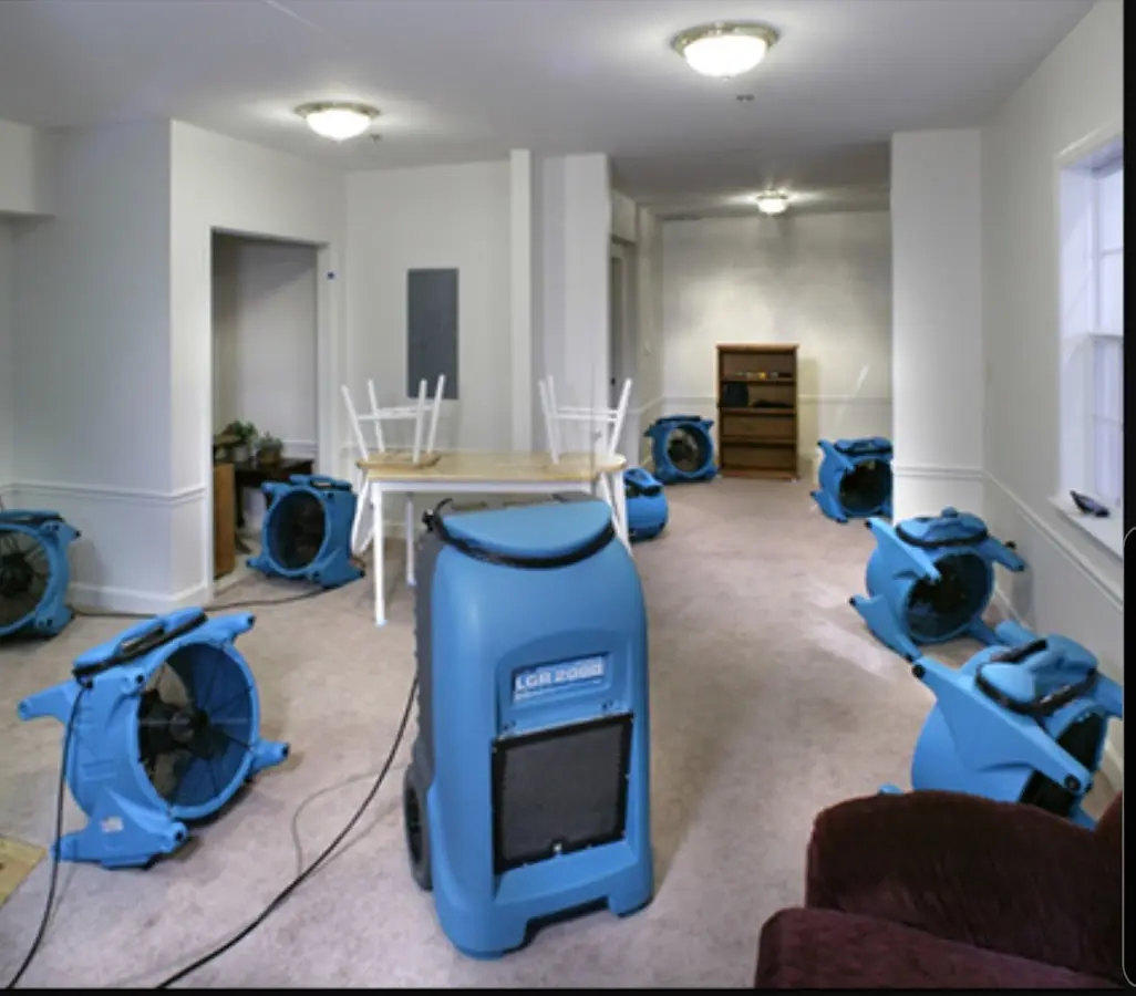 Air movers and dehumidifier setup for Water Damage Restoration in Hollidaysburg